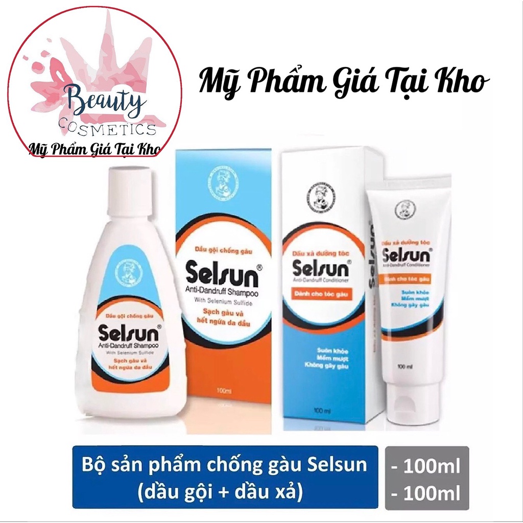 Bộ sản phẩm chống gàu Selsun (Dầu gội chống gàu Selsun 100ml + Dầu xã dưỡng tóc Selsun 100ml)