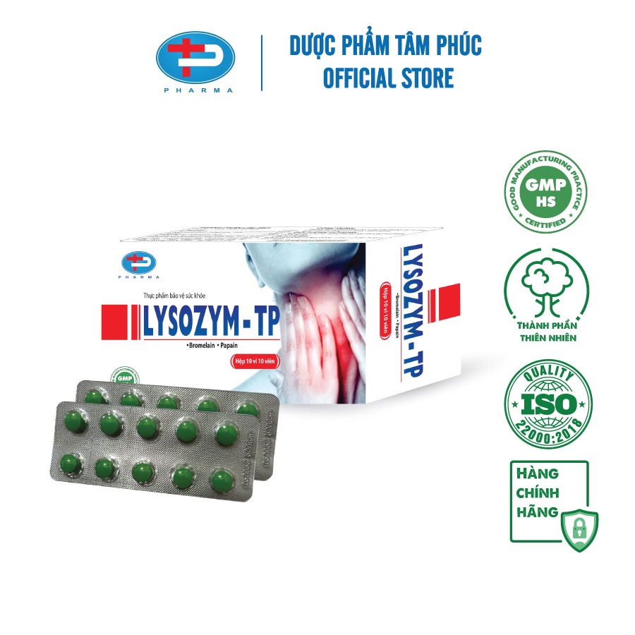 Viên Nén Lysozym – Tp TÂM PHÚC PHARMA Hỗ Giúp Giảm Phù Nề Sưng Tấy Các Trường Hợp Tổn Thương Mô Mềm