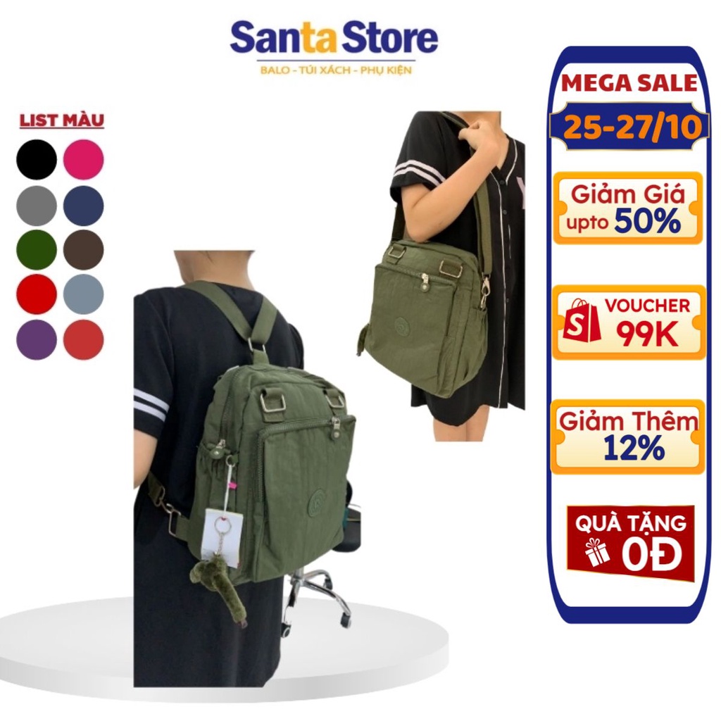 Balo túi xách vải nữ đẹp KL2130 SANTA STORE thời trang cao cấp nhiều kiểu đeo đi làm, du lịch, đi học nhiều ngăn