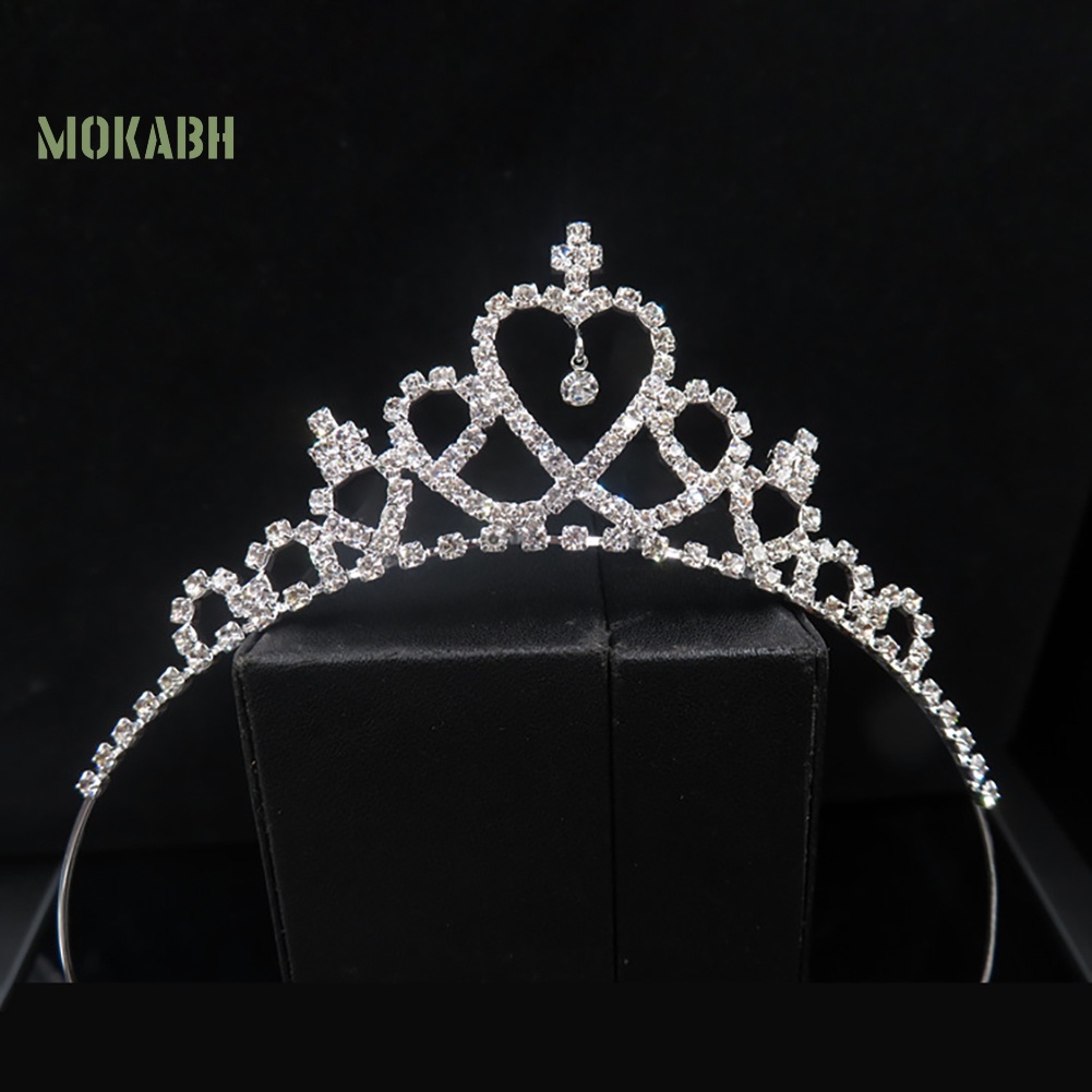 Vương Miện Cài Tóc Đính Đá Hình Trái Tim Thanh Lịch Cho Bé Gái