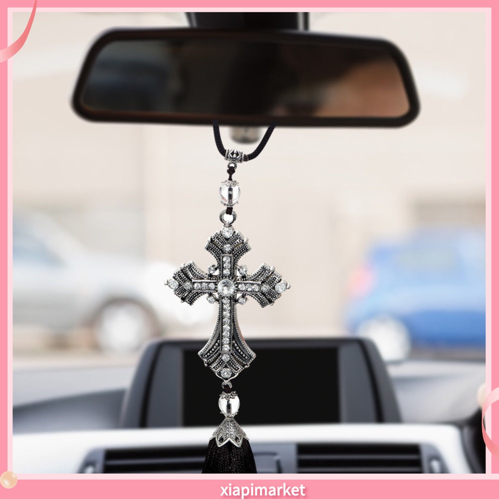 Dây Treo Trang Trí Gương Chiếu Hậu Xe Hơi Hình Thánh Giá Đính Đá