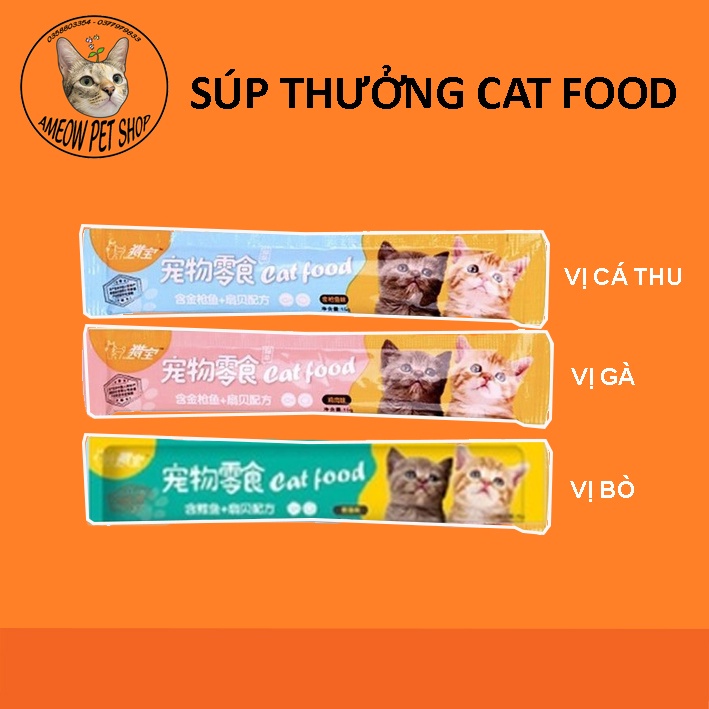 SÚP THƯỞNG ĐỦ VỊ CHO MÈO THANH 15GR