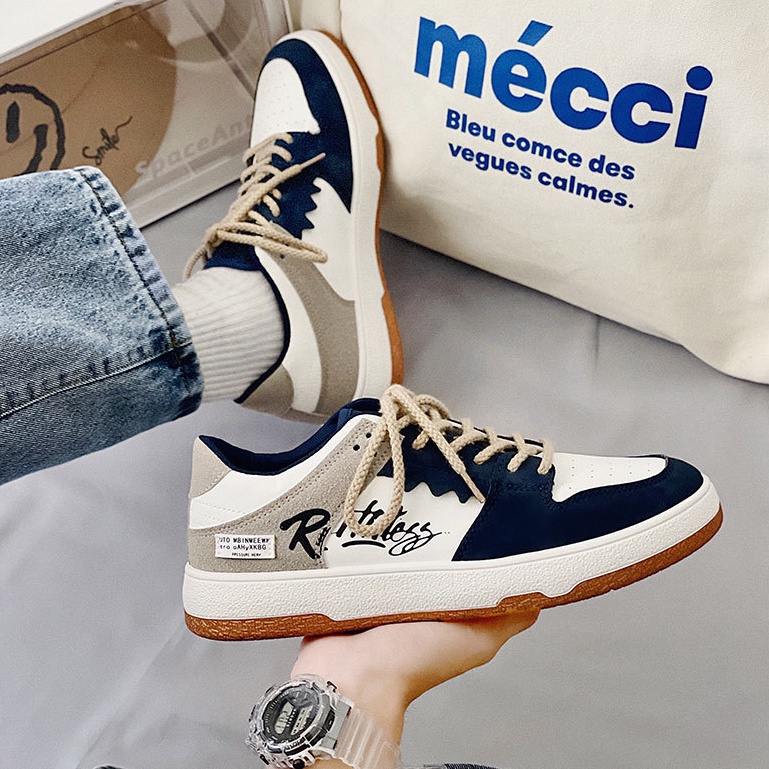 Giày sneaker thể thao da nam cao cấp D109, phong cách trẻ trung năng động, đế cao su non đi cực êm