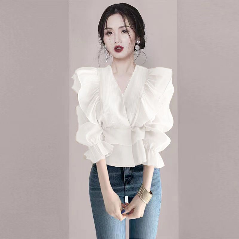 Áo Sơ Mi Chiffon Tay Lửng Thời Trang Mùa Hè Hàn Quốc WD2E