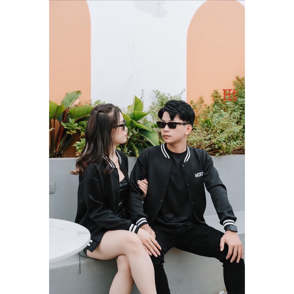 Áo Bomber đen Miken bear . Ao khoác nam nữ chất nỉ  mẫu hottren