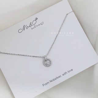 Dây chuyền bạc nữ hai vòng tròn đan vào nhau đính đá pha lê lấp lánh - Trang sức bạc Nobsilver