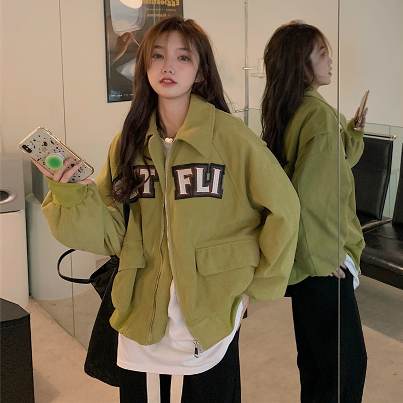 SUXI Áo Khoác Bóng Chày Tay Dài Thời Trang Vintage Cho Nữ