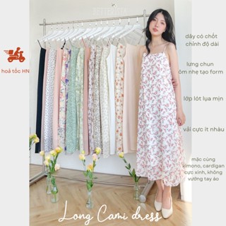 Long Cami dress - Váy đầm 2 dây hoa hoặc màu trơn dáng suông có lớp lót và dây mảnh điều chỉnh độ dài 2s (nhiều mẫu)