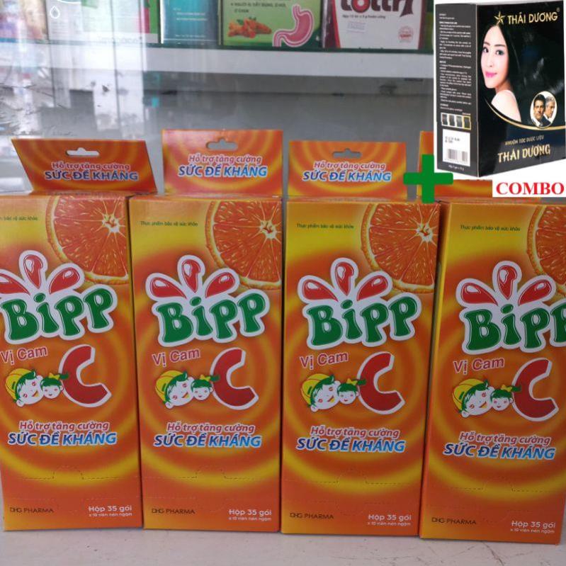 Combo Gội Là Đen Thái Dương+ ✅ Kẹo ngậm Bipp C DHG Hộp 35 gói