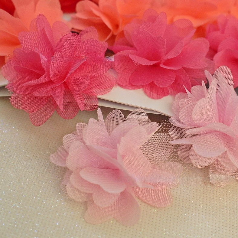 Cuộn Dây Ruy Băng Vải Voan Ren Hoa 3D Dài 10 Yards Trang Trí Váy Cưới