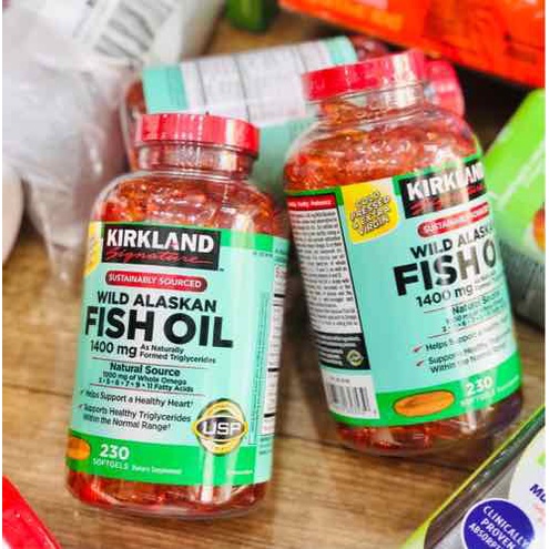 Dầu cá Omega tổng hợp Kirkland Signature Wild Alaskan Fish Oil 1400 mg chai 230 viên của Mỹ