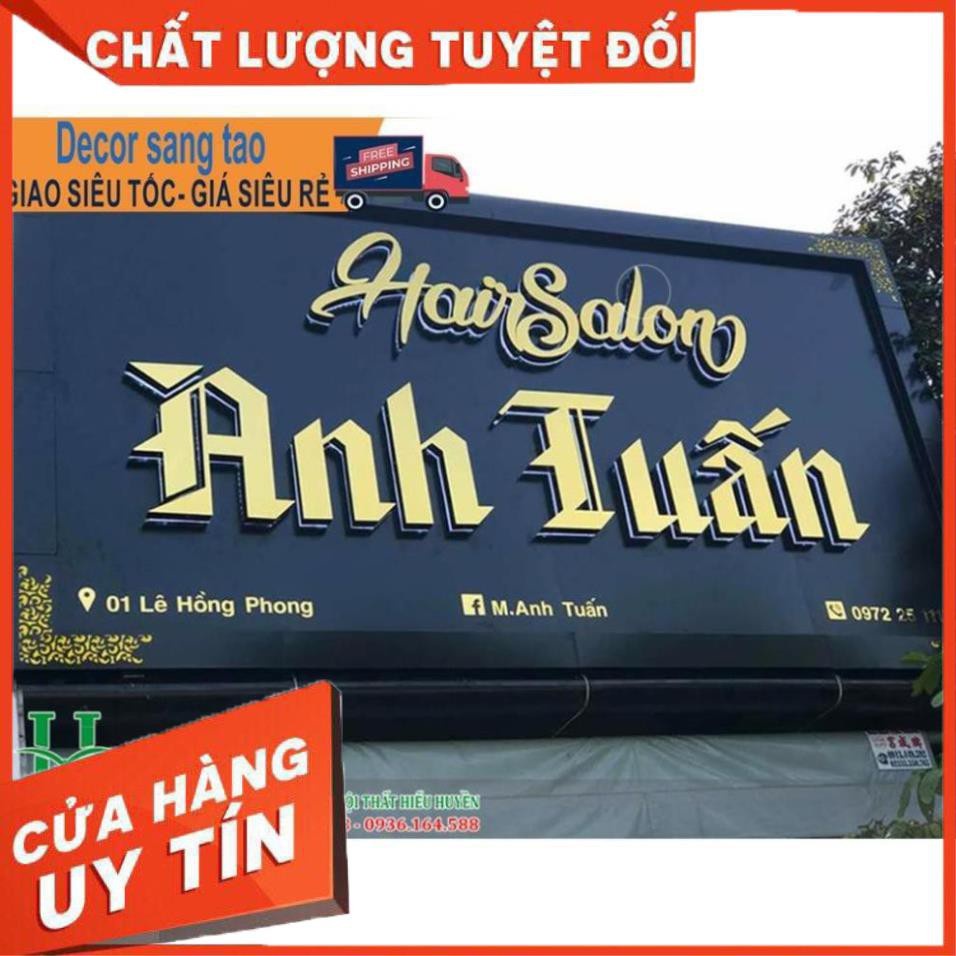 Chữ Alu Gương Vàng Trang Trí Dán Tường Có Cắt Theo Yêu Cầu, Biển Tên Shop, Tên Công Ty Spa Quảng Cáo