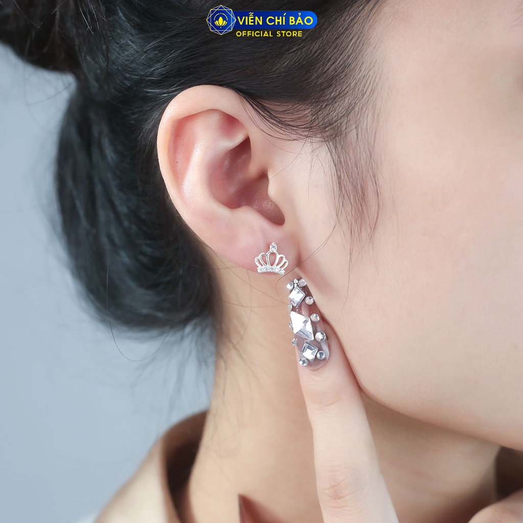 Khuyên tai bạc nữ vương miện mới chất liệu bạc 925 thời trang phụ kiện trang sức Viễn Chí Bảo E048
