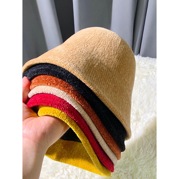 Nón Tai Bèo Chenille Dày Dặn Dễ Phối Đồ Thời Trang Thu Đông Phong Cách Hàn Quốc Cho Nữ
