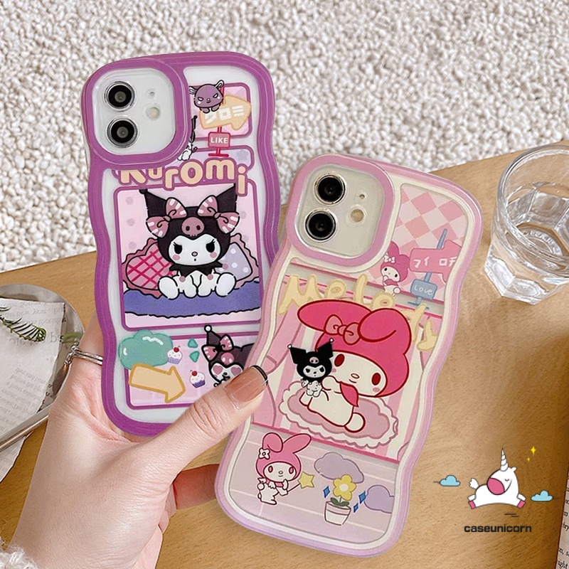 Ốp Điện Thoại Họa Tiết Kuromi Melody Viền Lượn Sóng Cho IPhone 11 14 12 13 Pro MAX XR X XS MAX 6 6s 7 8 14 Plus SE 2020