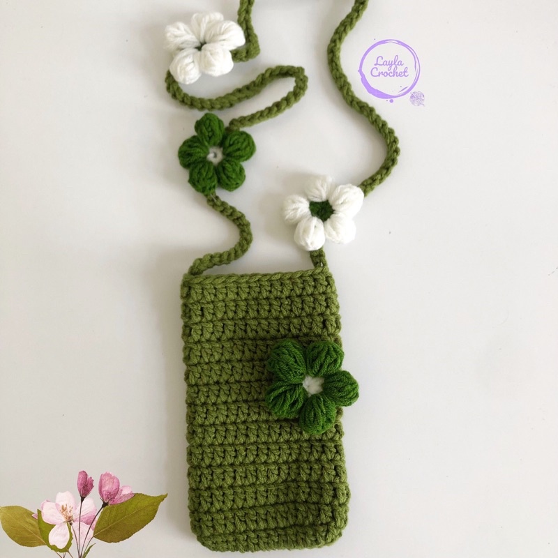 Ảnh thật- Túi đựng điện thoại đeo chéo đính hoa nhiều màu- Kích thước: 17x10cm