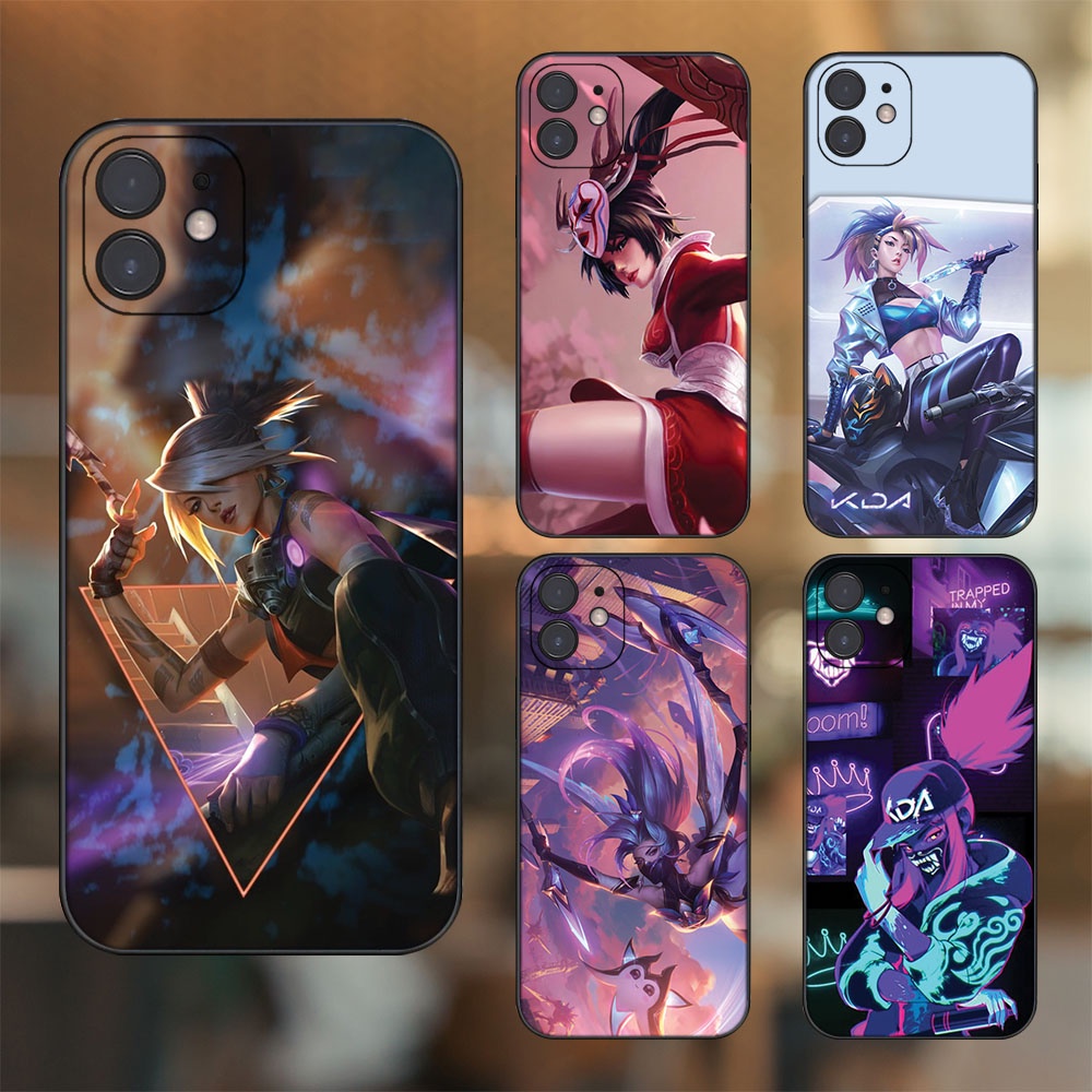 Ốp lưng iPhone 12 dẻo đen cạnh vuông in hình Akali Liên Minh Huyền Thoại