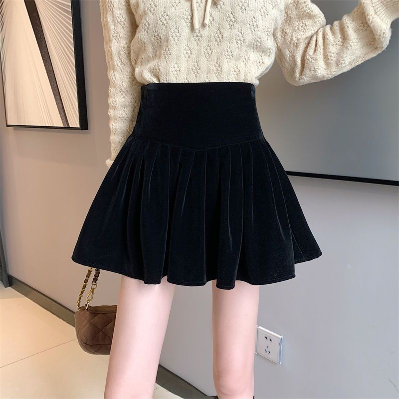 Chân Váy Nhung Đen Lưng Cao Dáng Chữ a Thời Trang Thu Đông 2021 Cho Nữ