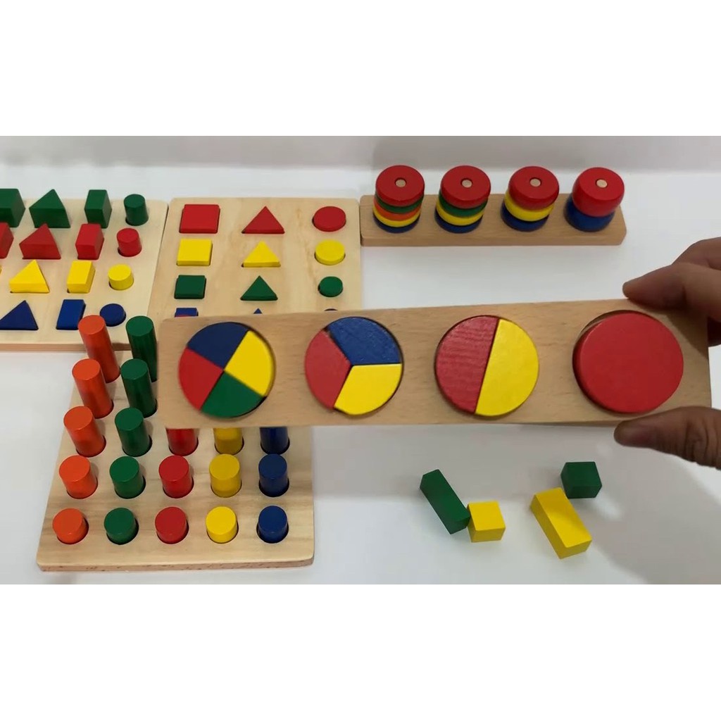 Giáo Cụ Montessori 8 Món Bằng Gỗ Cho Bé Phát Triển Trí Não