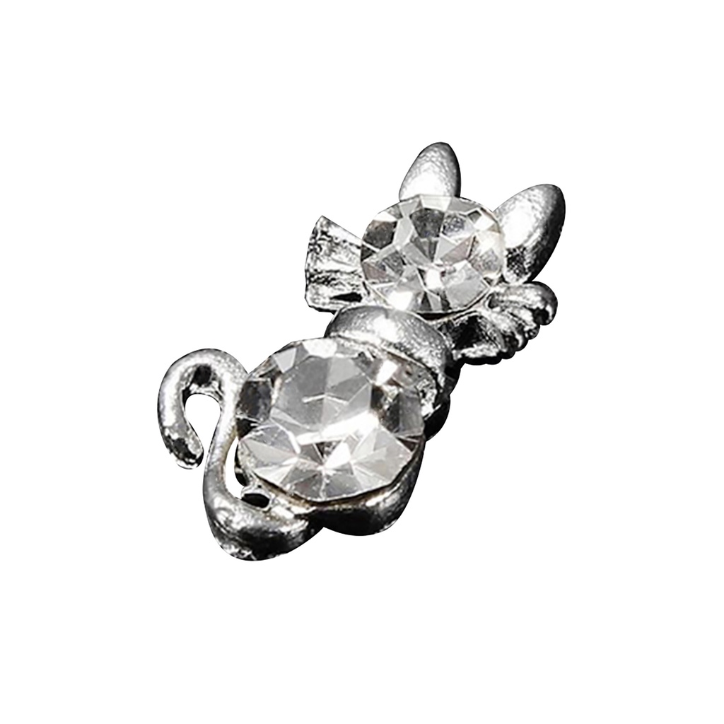 Bộ 10 Miếng Dán Móng Tay Hình Mèo Đính Đá Lấp Lánh Dễ Thương