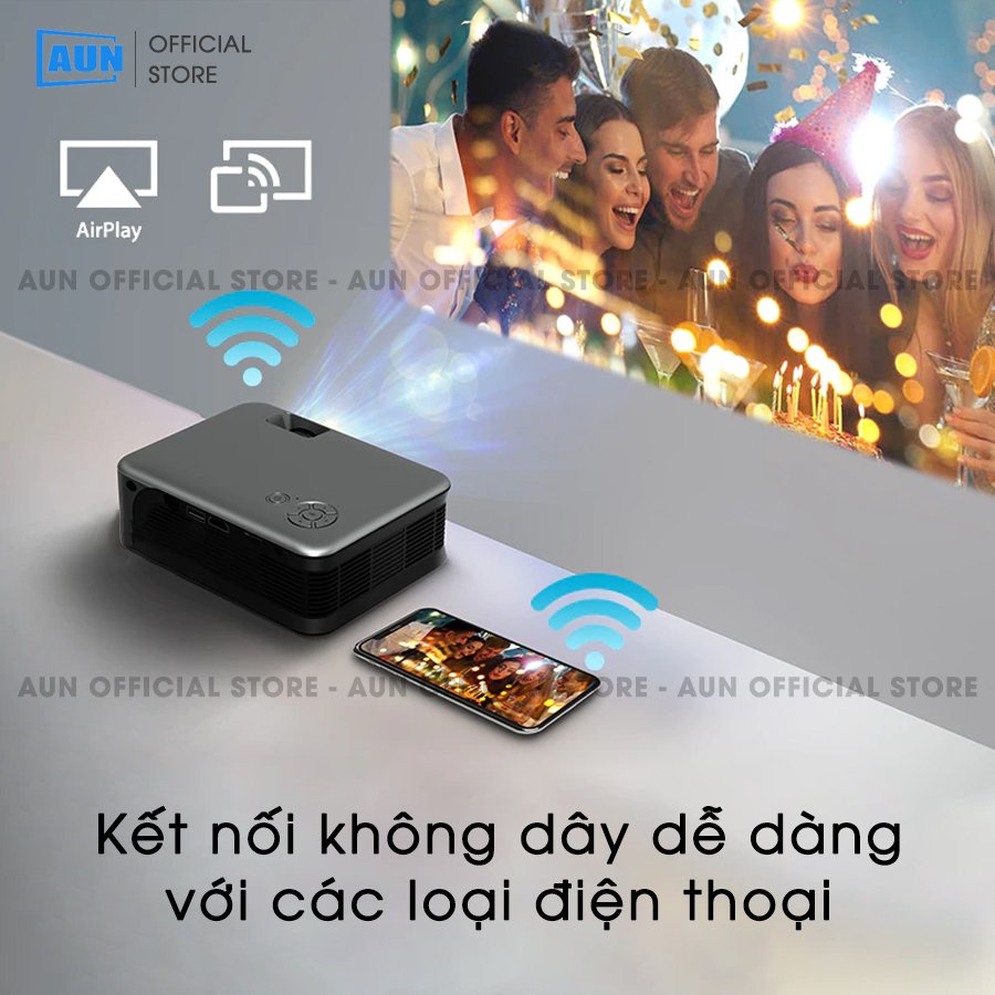 Máy chiếu mini AUN A30c Pro - Độ sáng 3.000 lumens - Tích hợp pin 5.000 mAH - Bảo hành 12 tháng