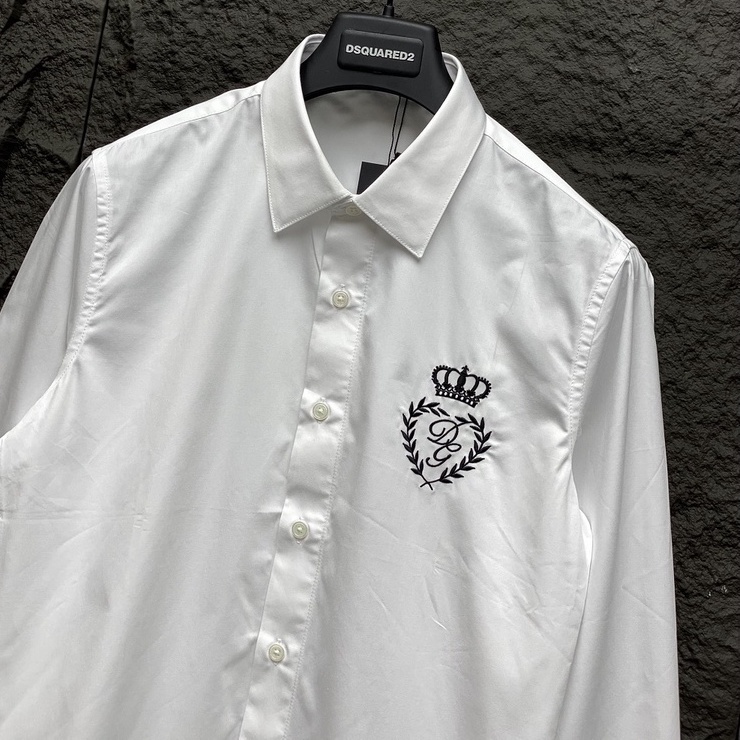 Áo sơ mi Dolce Gabbana check cổ logo thêu DG vương miện LA 1-1 on web