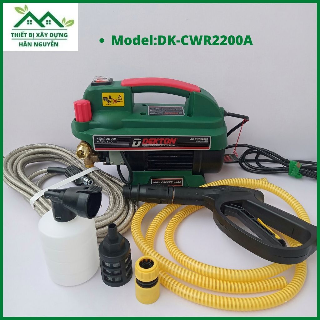 Máy rửa xe Dekton DK-CWR2200A có chỉnh áp,công suất 2200W,máy bơm nước