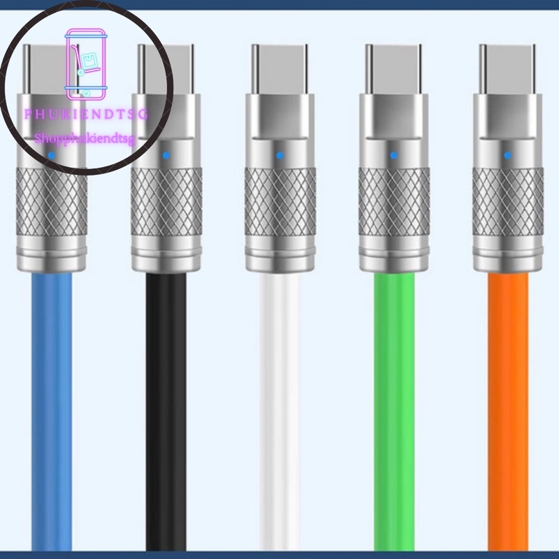 PHUKIENDTSG Cáp Sạc Nhanh. Cáp USB Type C Silicon Lỏng Hợp Kim Kẽm Kim Loại Dây 0D6.0 Hỗ Trợ Truyền Dữ Liệu.