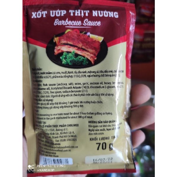 Sốt ướp thịt nướng Cholimex gói 70g