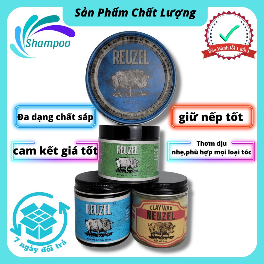 Sáp vuốt tóc nam REUZEL đủ mẫu tạo kiểu tóc siêu giữ nếp bồng đẹp,clay wax,pomade,clay pomade