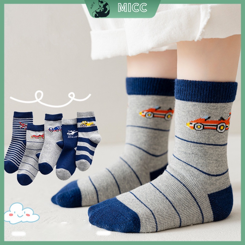 Set 5 Đôi Vớ Cotton Thoải Mái Dễ Thương Cho Bé 1-12 Tuổi