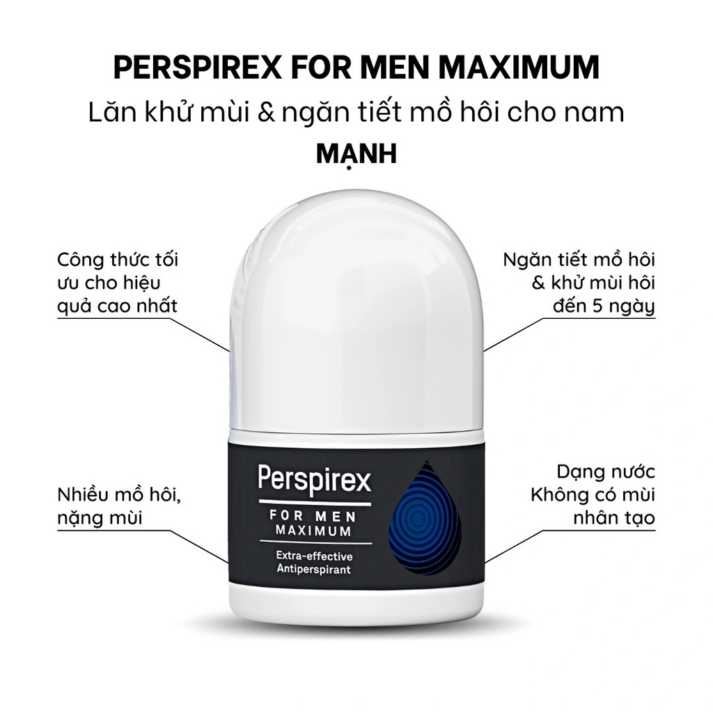 Lăn Khử Mùi Perspirex 20ml Cao Cấp Cho Mọi Loại Da Từ Nhẹ Tới Nặng