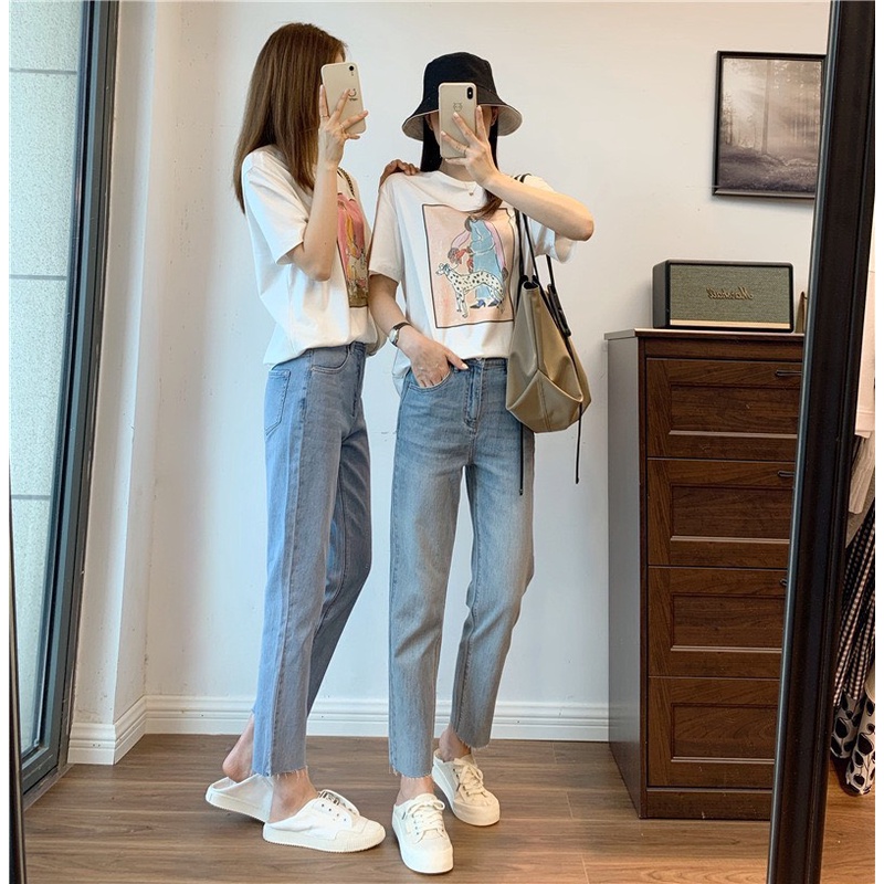 Quần jean nữ ống đứng bazic chất bò co giãn tốt phong cách Ulazzang-Minxy shop