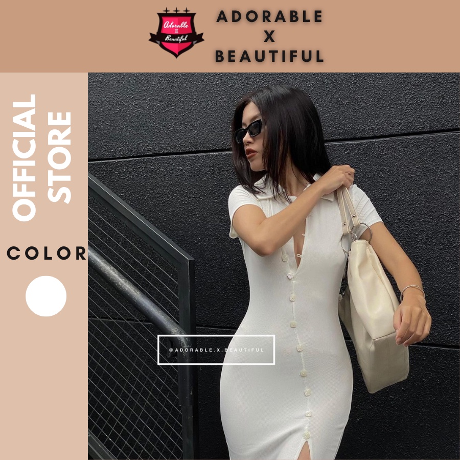 Đầm Body Sexy Nữ Váy Ôm Eo Ngắn Tay Dáng Thiết Kế Xẻ Tà Vải Thun trắng Đi Chơi Dự Tiệc [AdorablexBeautiful]