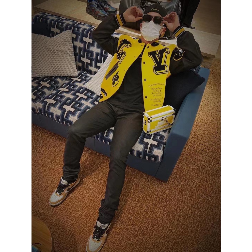 Áo Khoác Bóng Chày Louis Vuitton Thêu Logo LV 21FW Thời Trang Cho Nam Và Nữ