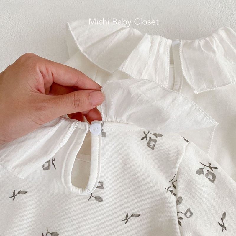 Áo Cotton Dài Tay Cổ Bèo Điệu Đà Cho Bé Gái 5-13kg - MICHI BABY CLOSET