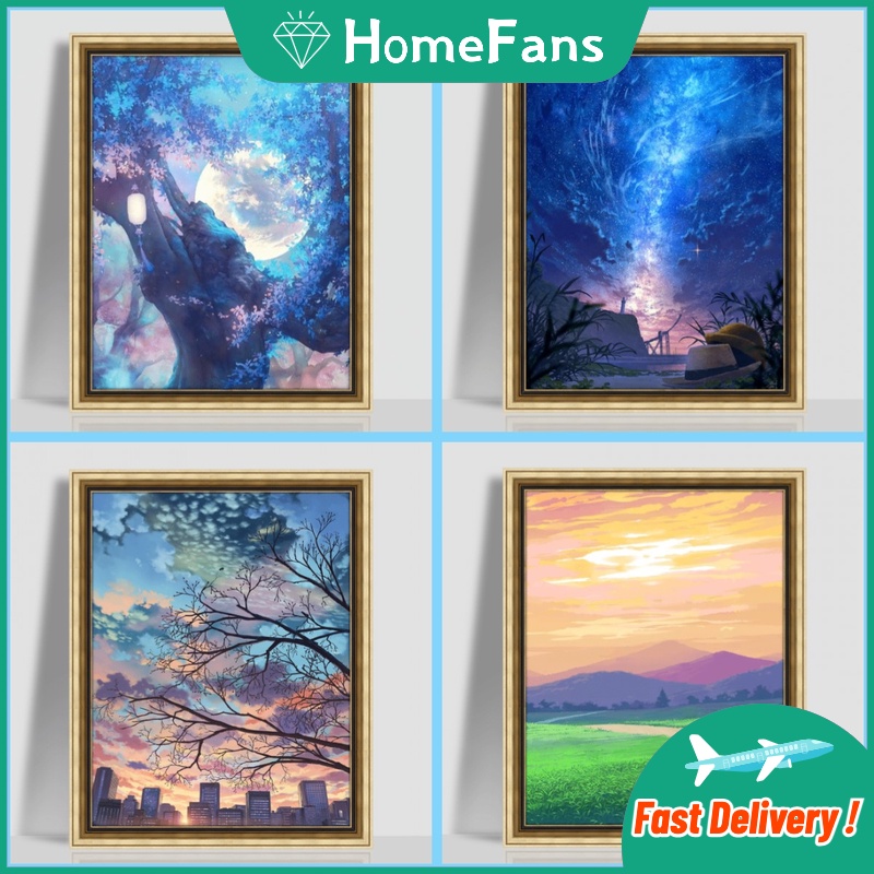 Bộ Tranh Đính Đá 5D Tự Làm Hình Phong Cảnh 30x40cm / 40x50cm