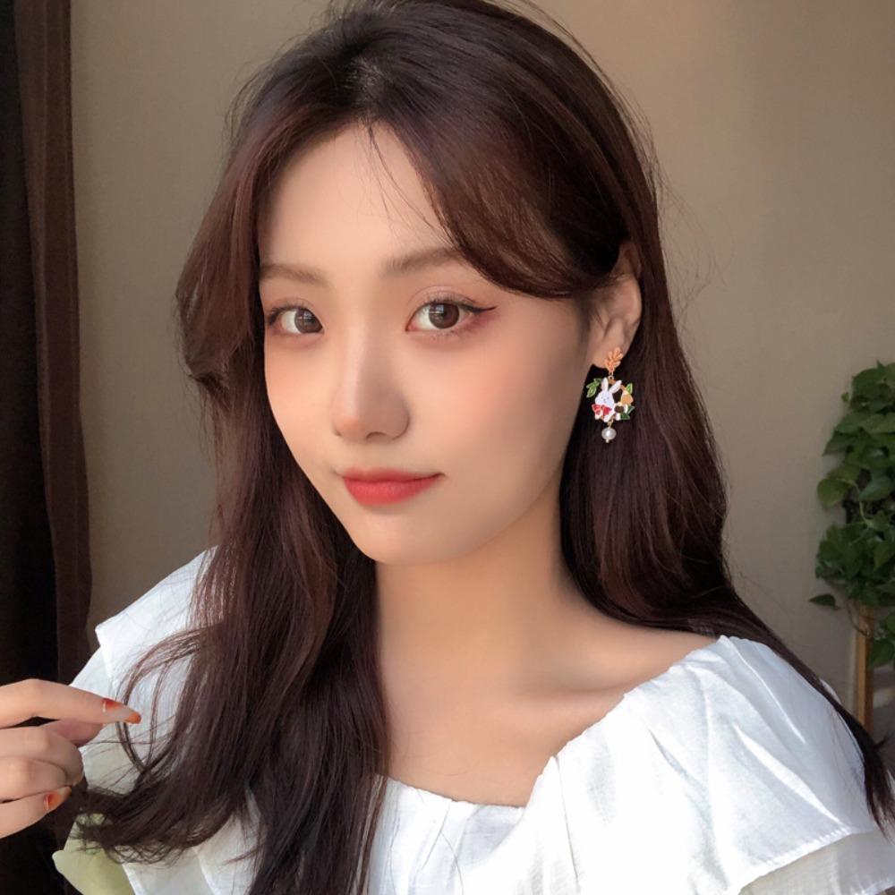 Bông Tai Hình Thỏ Đính Nơ Sang Trọng Phong Cách Pháp Cho Nữ