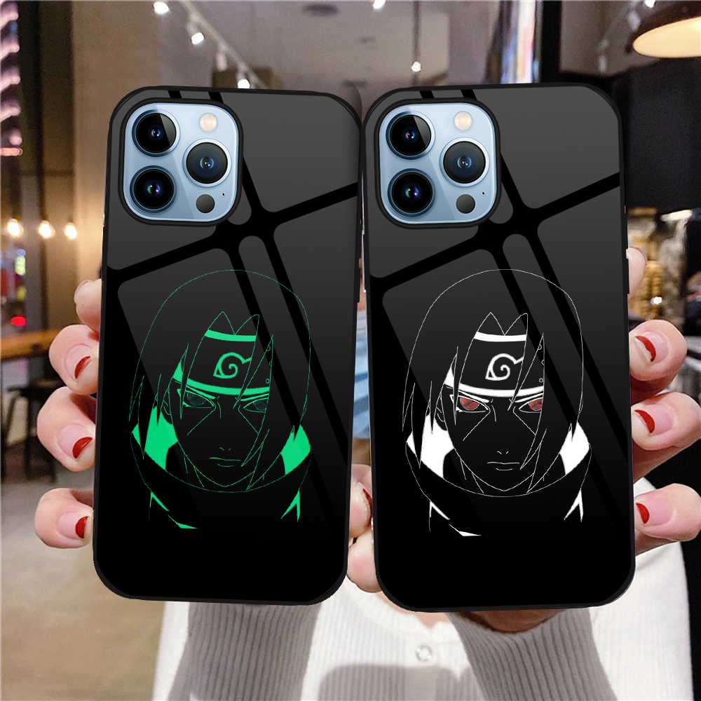 Ốp Điện Thoại Kính Cường Lực Dạ Quang In Hình Anime Naruto Cho iPhone 12 mini XR XS Max 11 Pro 7 8 6 5 SE 2022