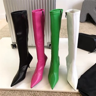 Boots nữ thời trang trendy da lỳ đế nhọn cao 8cm