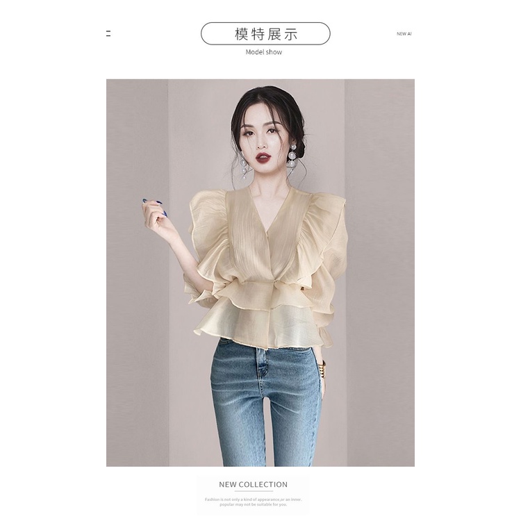 Áo Sơ Mi Chiffon Tay Lửng Thời Trang Mùa Hè Hàn Quốc WD2E