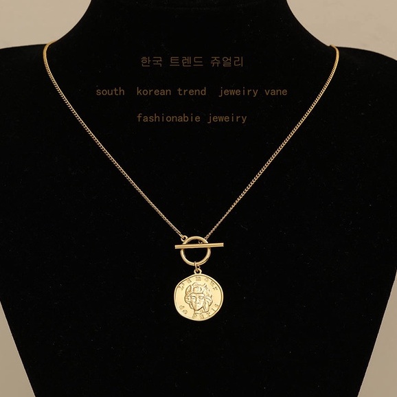 Vòng cổ Mạ Vàng 16K Phối Mặt Đồng Xu Thời Trang Retro Cho Nữ