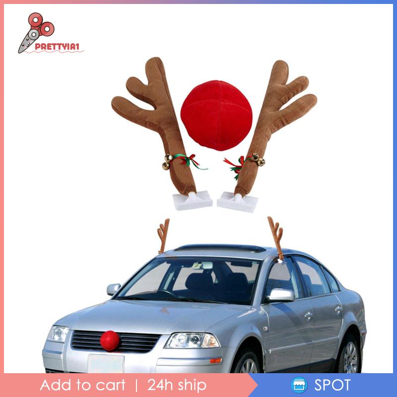 Set 3 Lưới Tản Nhiệt Hình Tuần Lộc Trang Trí Giáng Sinh Cho Xe Hơi / Xe Tải Prettyia1