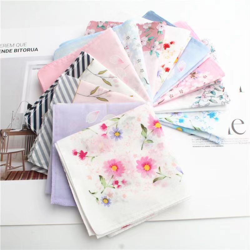 Khăn Tay Cotton Tinh Khiết Mỏng In Họa Tiết Hoa Anh Đào Phong Cách Nhật Bản Cho Nữ