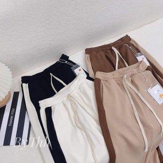 Quần jogger nữ ống rộng bo gấu , quần ống rộng nỉ tăm bông mềm dày dặn