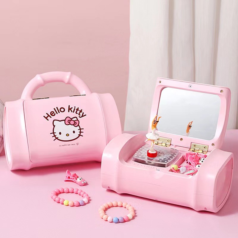 [Hàng Sẳn] Hộp Nhạc Đựng Trang Sức Hình Hello Kitty màu hồng, Cô Gái Múa Ba Lê Xinh Xắn, đẹp mắt.