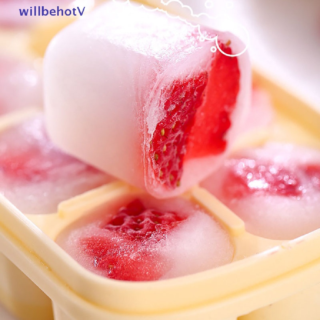 Khuôn Silicone Làm Đá Viên 8 Ngăn Có Nắp Trong Suốt