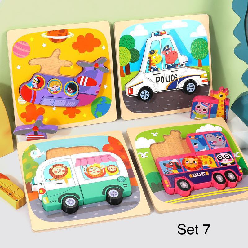 Set Tranh Ghép Hình 3D Gỗ Nổi Nhiều Mẫu Cho Bé Trai Bé Gái - Shop Đồ Chơi Trẻ Em Moykids