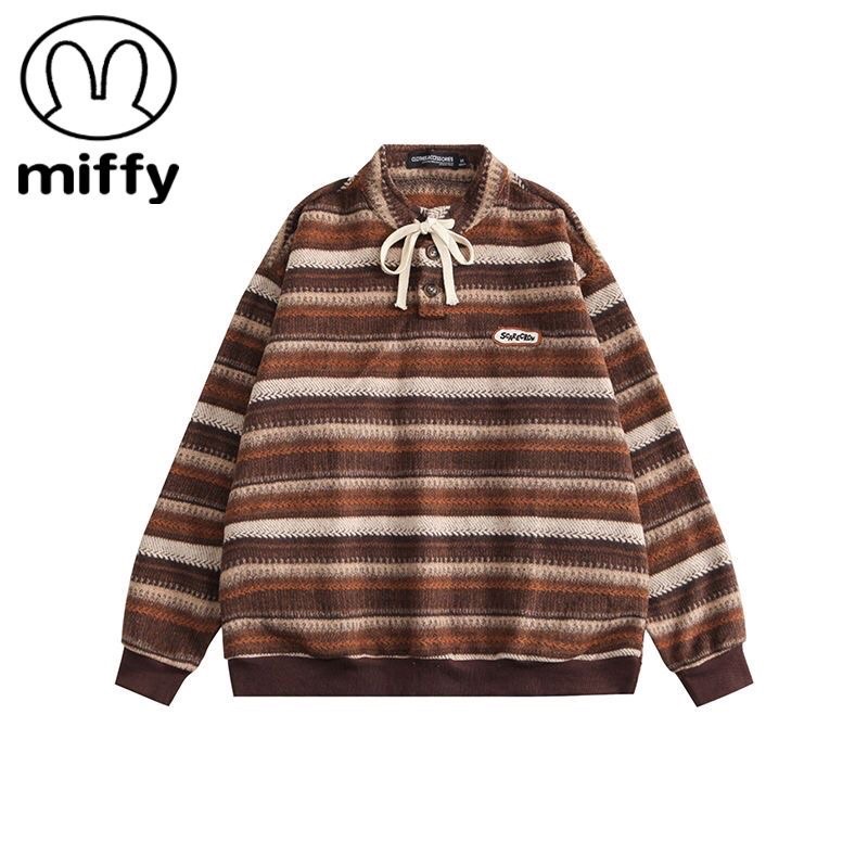 Áo Len Vintage Kẻ Ngang Phối Dây Cổ