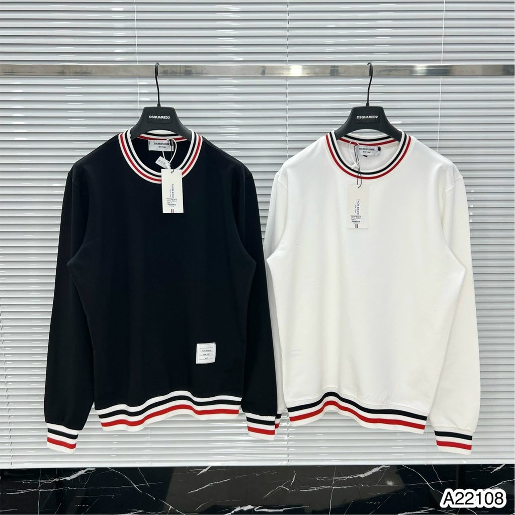 Áo Nỉ Dài Tay Nam Nữ Thom Browne Kẻ Tay Siêu Đẹp - Áo Nam Nữ Thom Browne Nỉ Dài Tay Kẻ Vòng Cổ Cực Nét